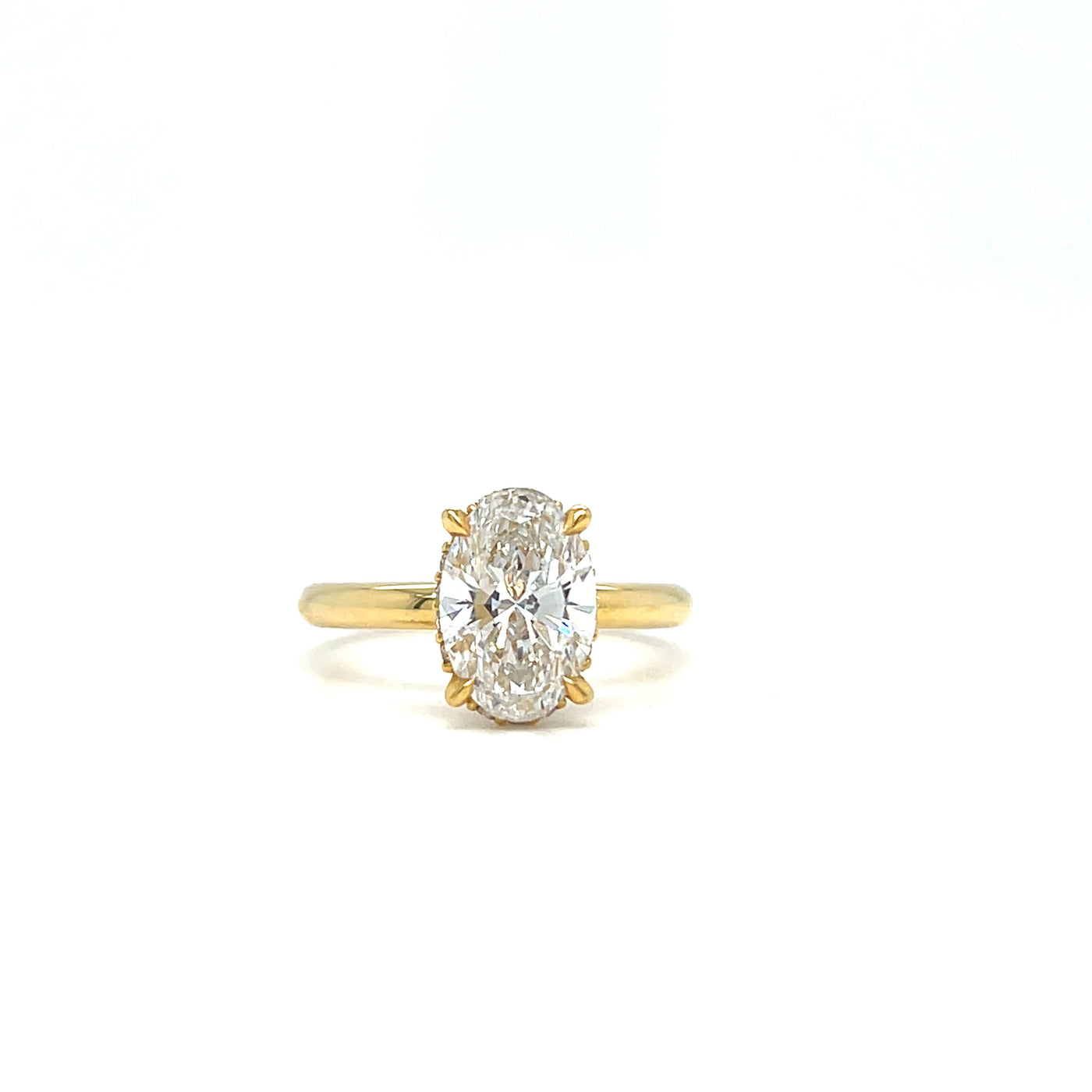 18CT Yellow Gold Fancy Oval Solitaire with Hidden Halo 