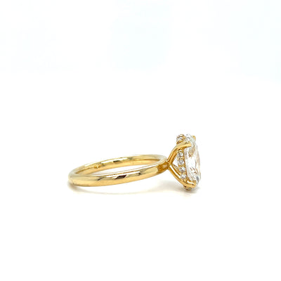 18CT Yellow Gold Fancy Oval Solitaire with Hidden Halo 