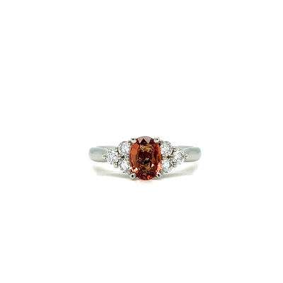 18 Carat White Gold Peach Sapphire and Diamond Dress Ring