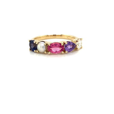 Multicoloured gemstone ring fairy ring
